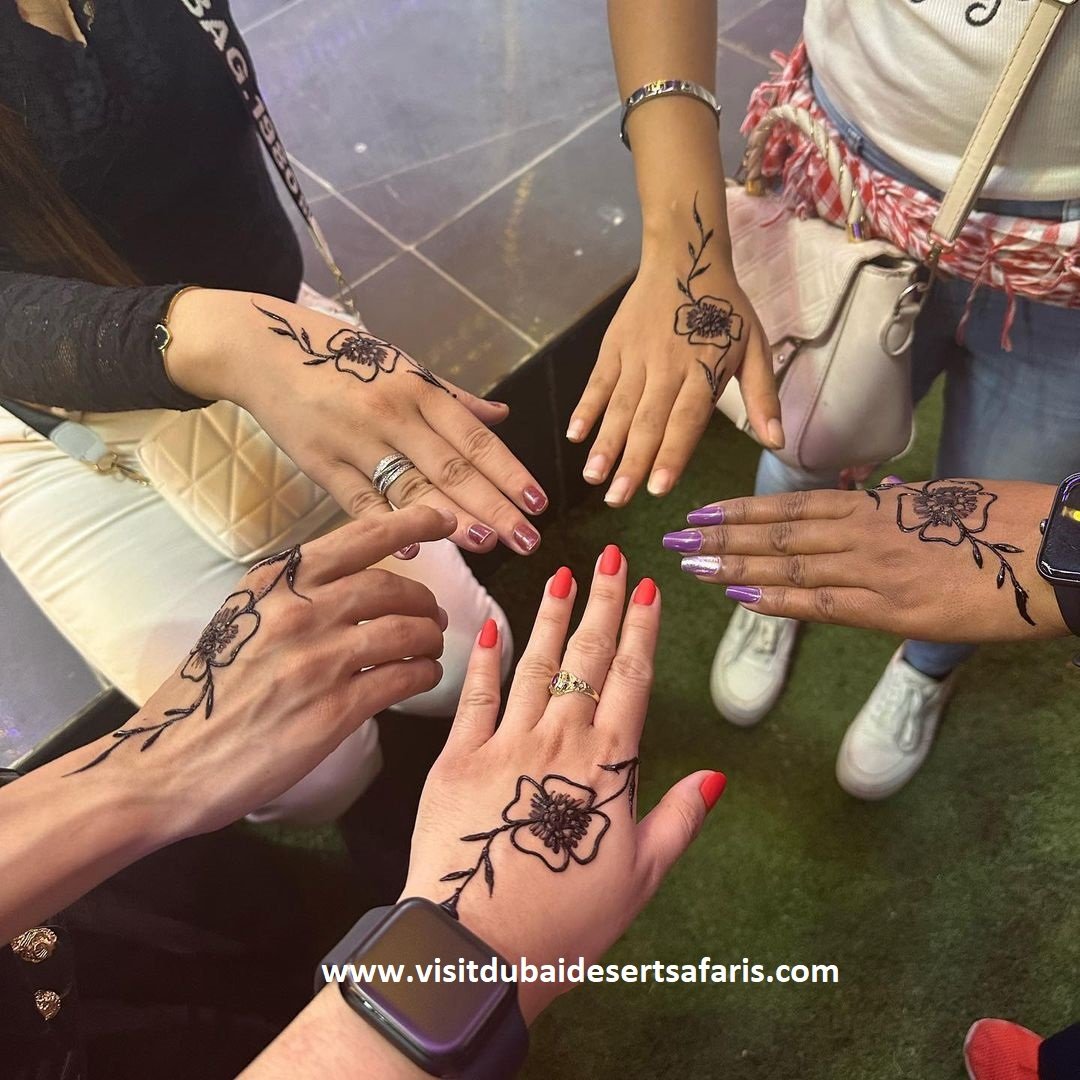 family desert safari Dubai henna painting